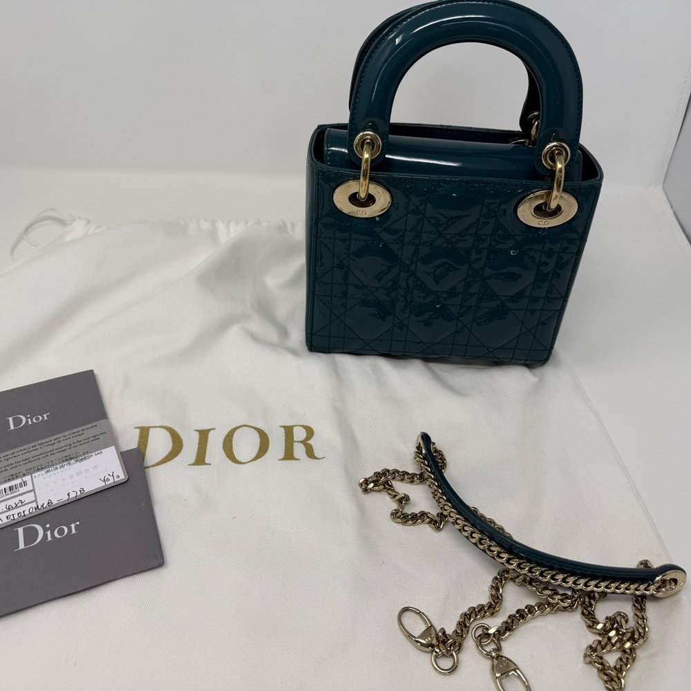 Dior Mini Bag in Teal with Gold Accents - Picture 5 of 16